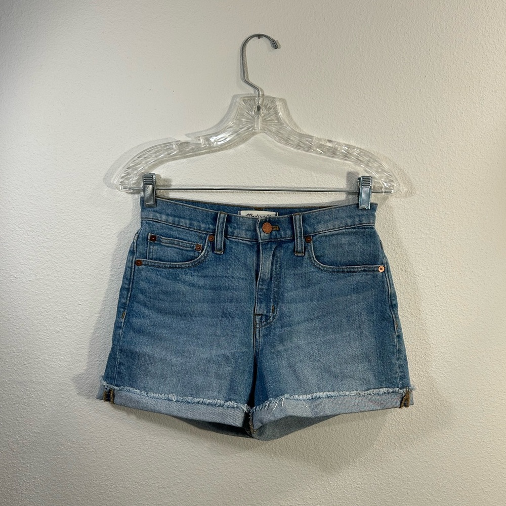 Madewell High Rise Denim Shorts Size 25 Cuffed Cutoff Blue Stretch